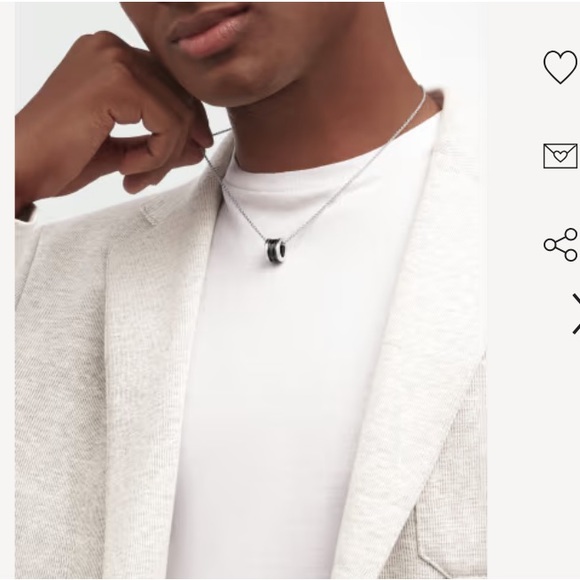 NIB Bulgari Sterling Silver + Ceramic Pendant Necklace, Unisex - Picture 8 of 13